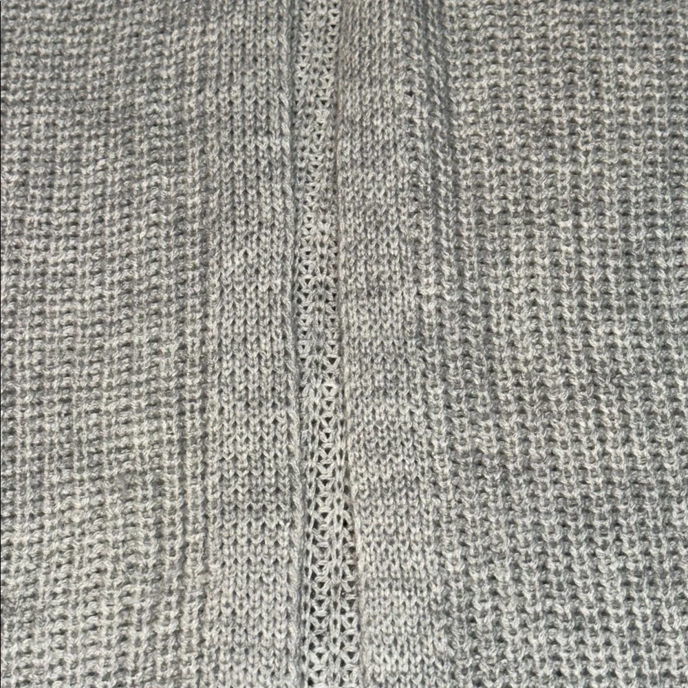 Light Gray Open-Front Ribbed Long Cardigan Sweater (XL)